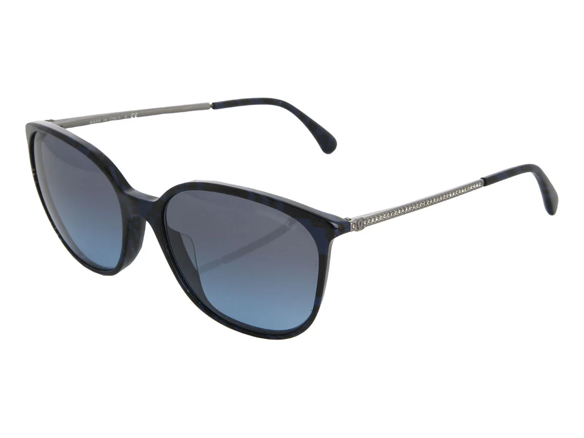 Chanel Blue Marbled Rhinestone Sunglasses - Image 3