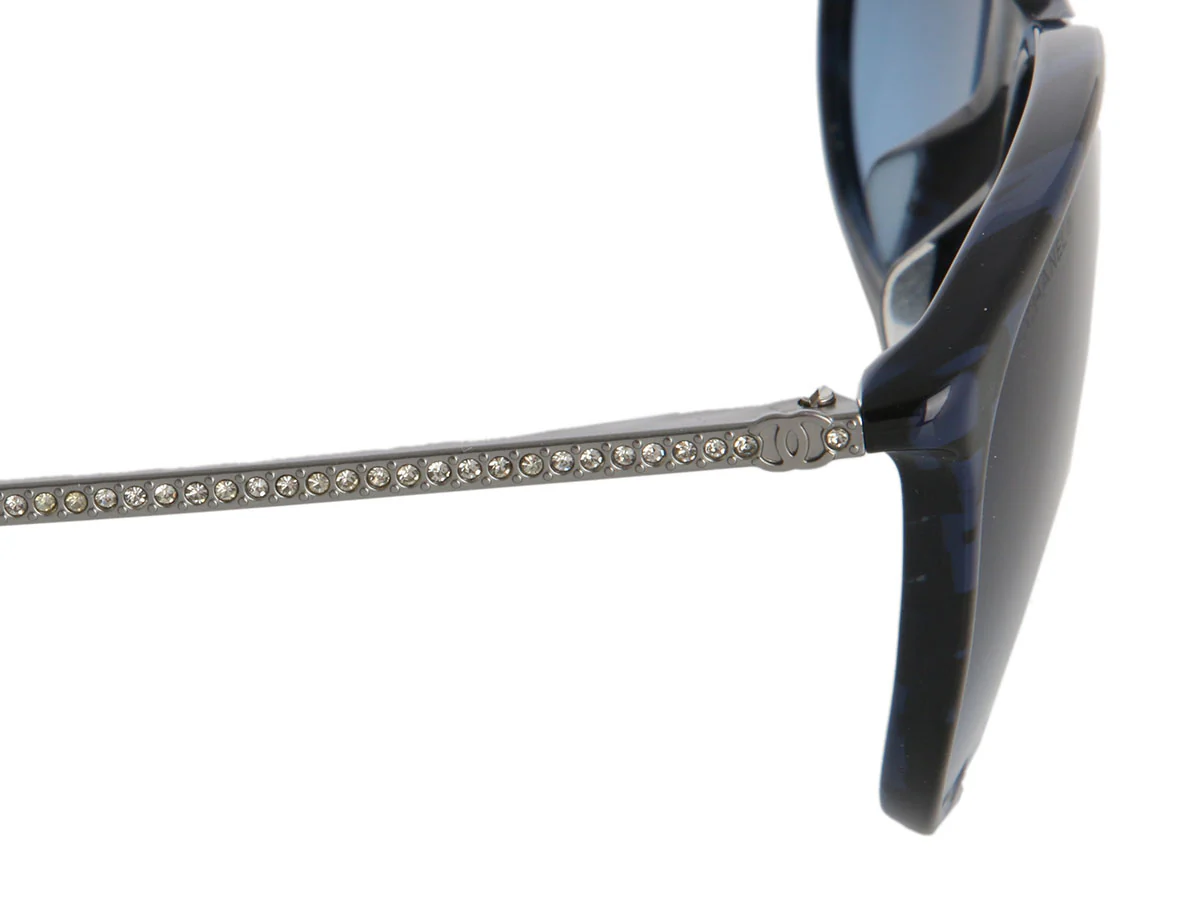 Chanel Blue Marbled Rhinestone Sunglasses - Image 5
