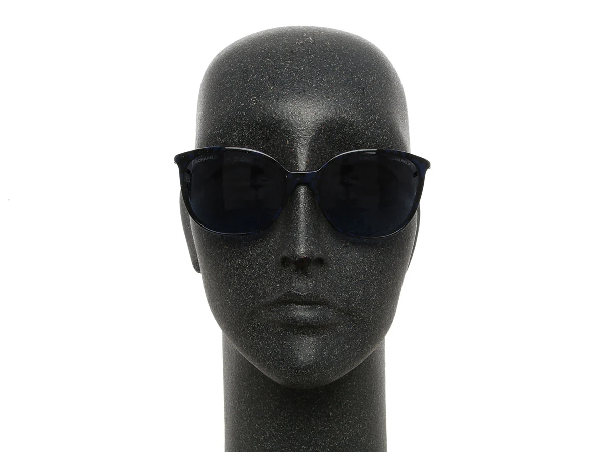 Chanel Blue Marbled Rhinestone Sunglasses - Image 6