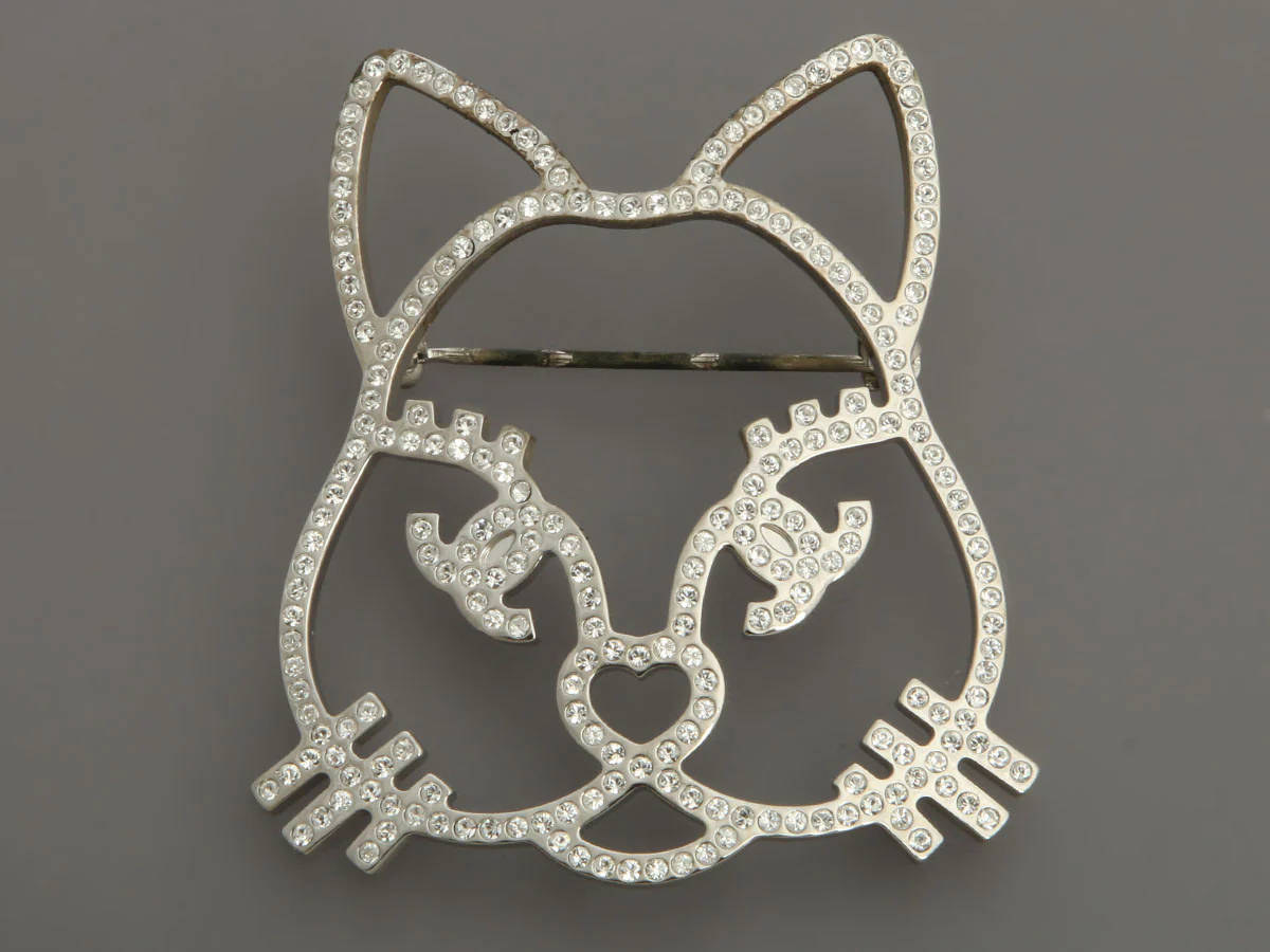 Chanel Crystal Cat Pin - Image 2