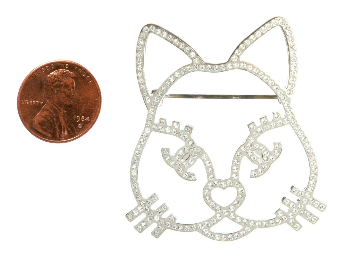 Chanel Crystal Cat Pin - Image 4