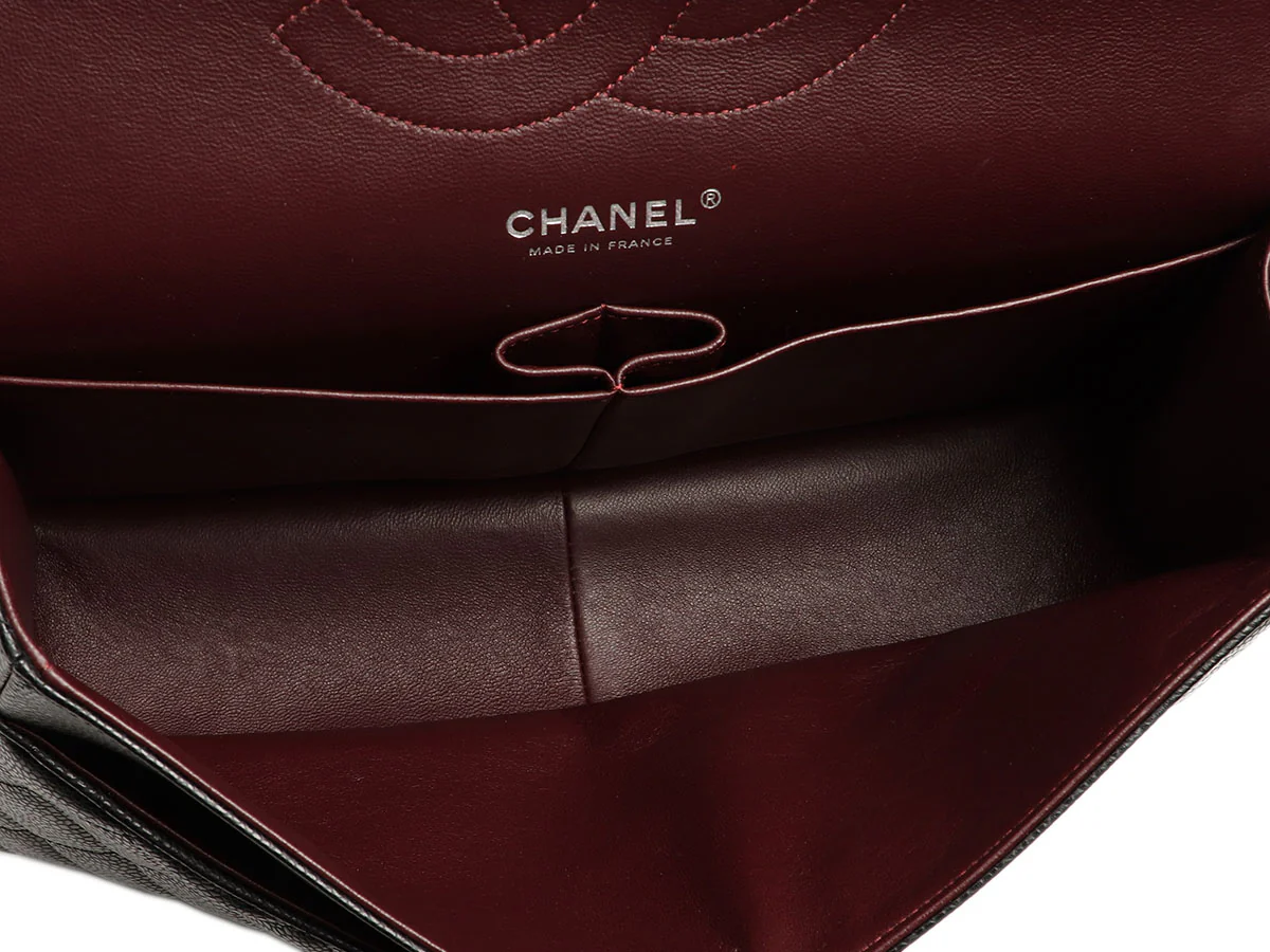 Chanel Jumbo Black Quilted Caviar Classic Double Flap - Image 9