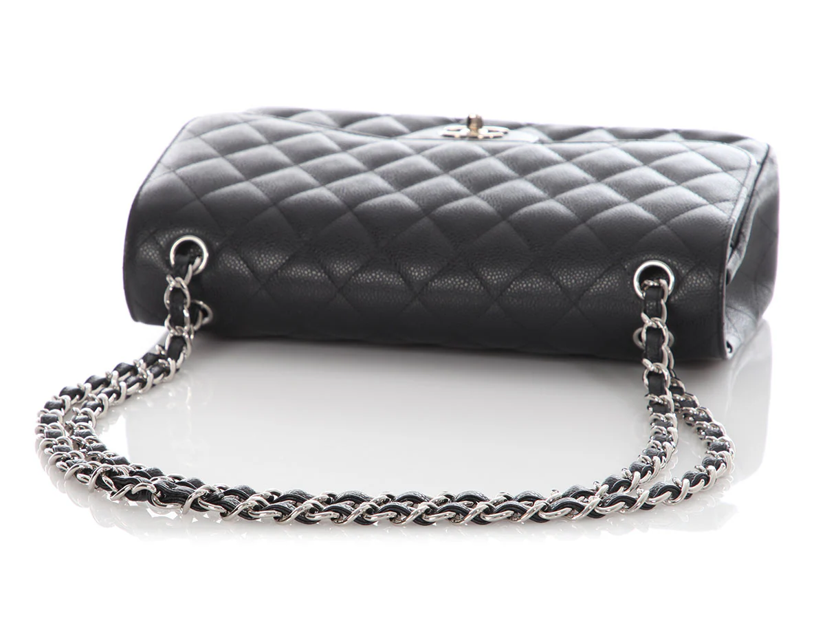 Chanel Jumbo Black Quilted Caviar Classic Double Flap - Image 8