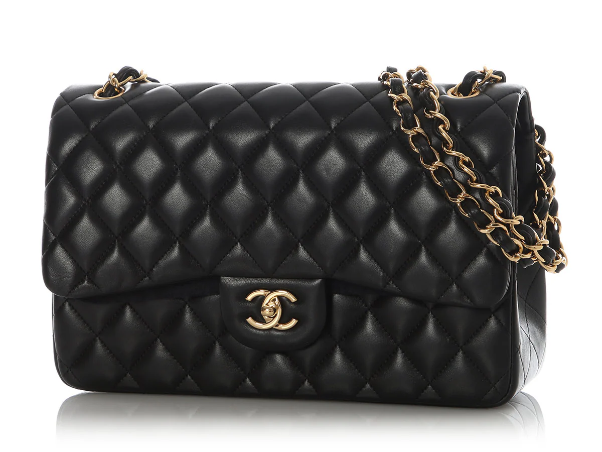 Chanel Jumbo Black Quilted Lambskin Classic Double Flap - Image 3
