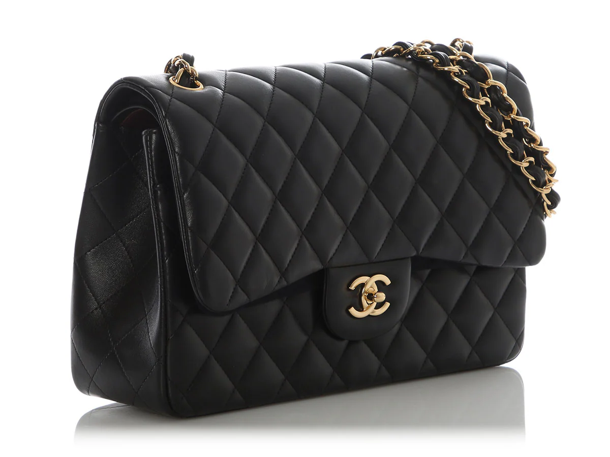Chanel Jumbo Black Quilted Lambskin Classic Double Flap - Image 6