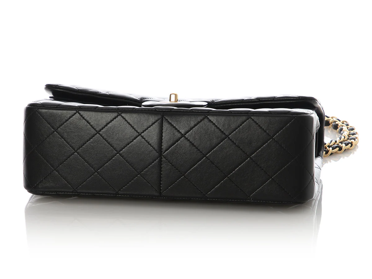 Chanel Jumbo Black Quilted Lambskin Classic Double Flap - Image 7