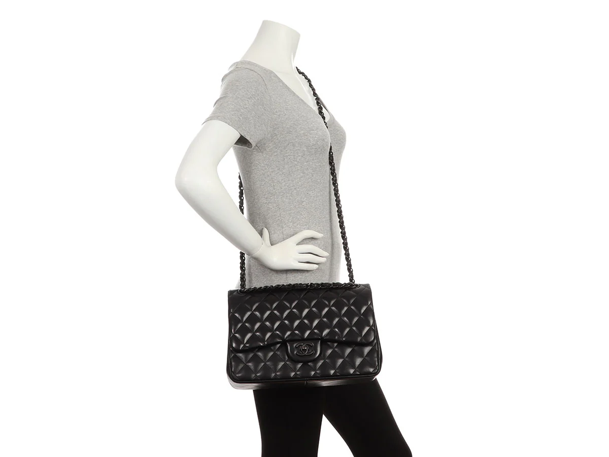 Chanel Jumbo So Black Quilted Lambskin Classic Double Flap - Image 10