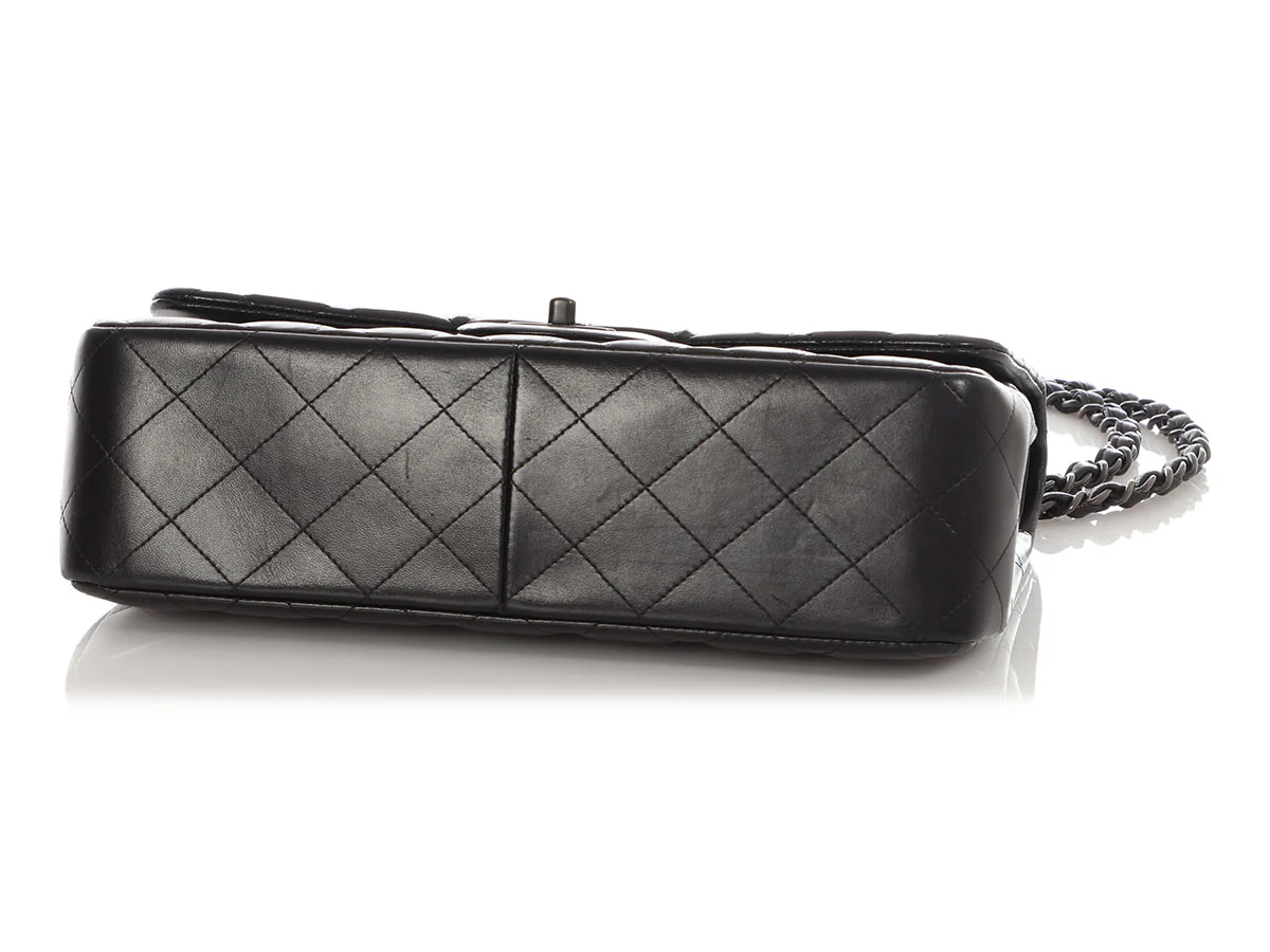 Chanel Jumbo So Black Quilted Lambskin Classic Double Flap - Image 7