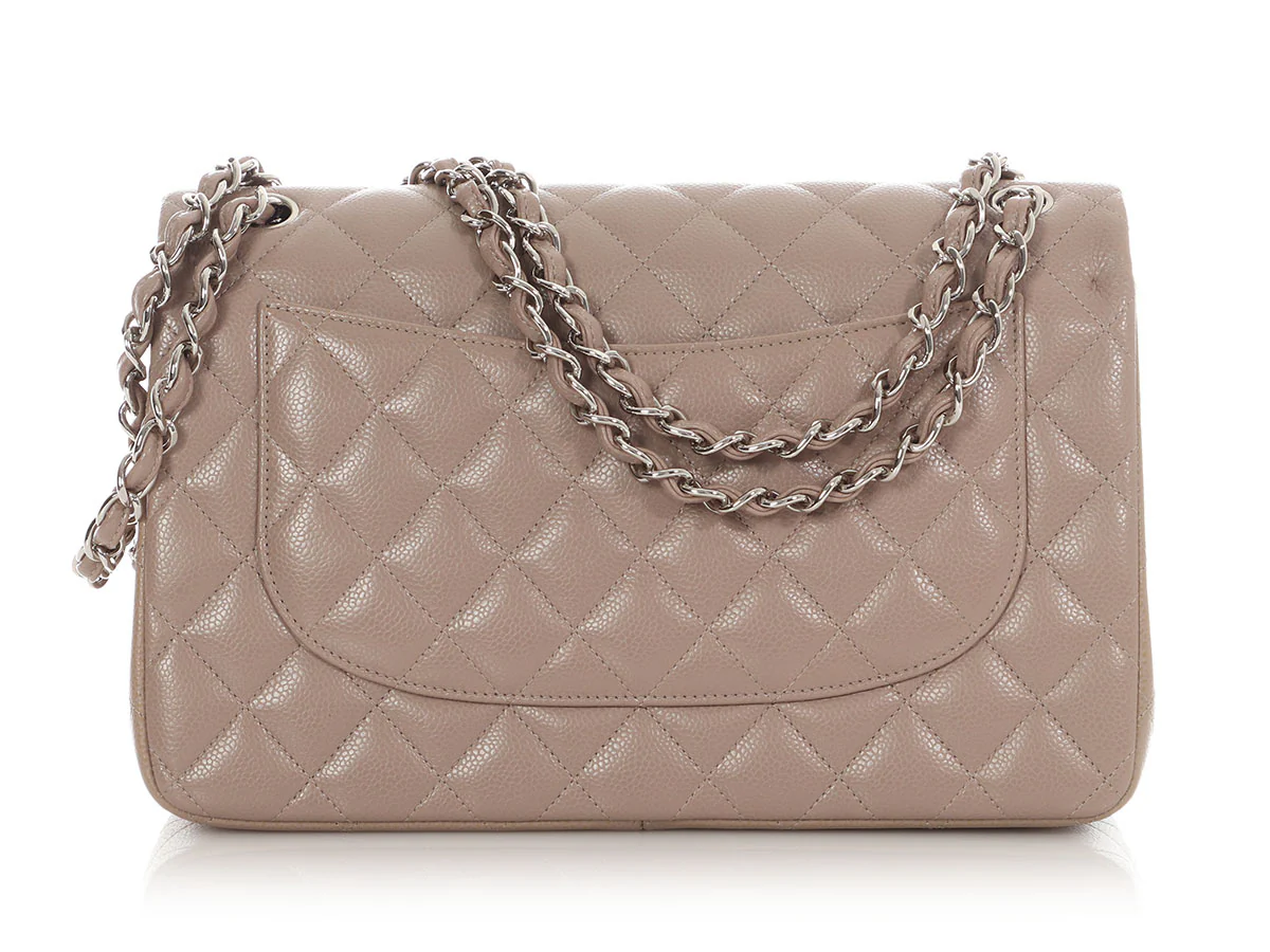 Chanel Jumbo Taupe Quilted Caviar Classic Double Flap - Image 5