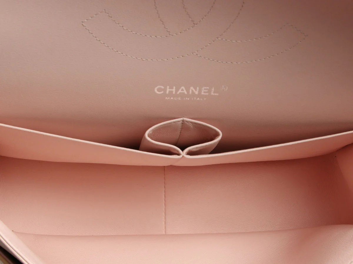 Chanel Jumbo Yellow and Light Pink Quilted Patent Classic Double Flap - Image 10
