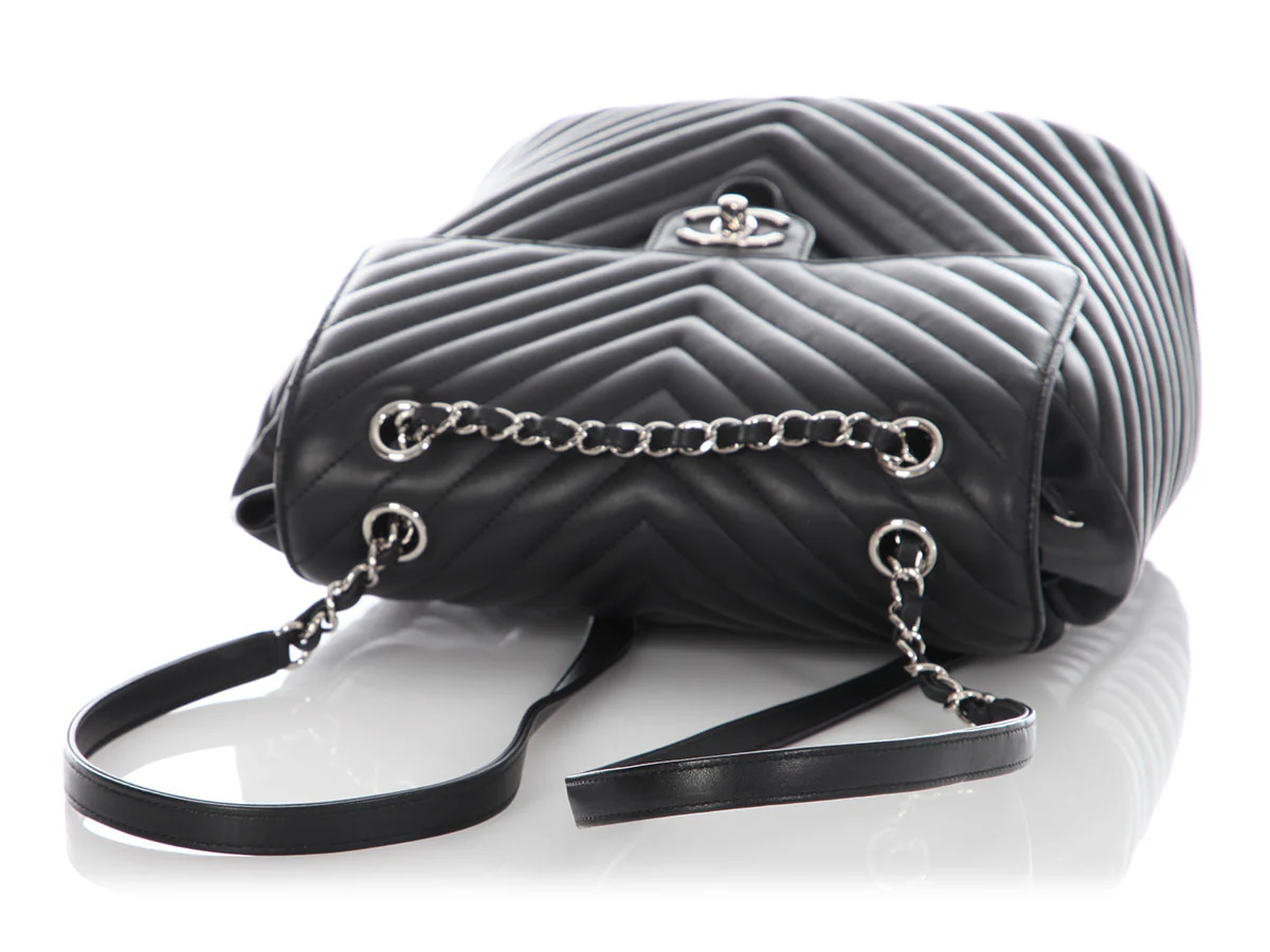Chanel Large Black Chevron-Quilted Calfskin Urban Spirit Backpack - Image 7
