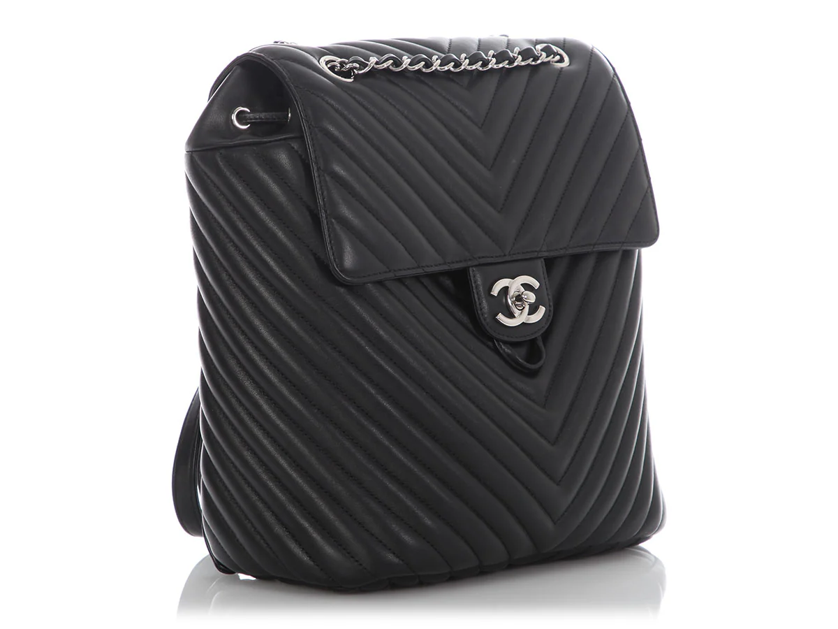 Chanel Large Black Chevron-Quilted Calfskin Urban Spirit Backpack - Image 8