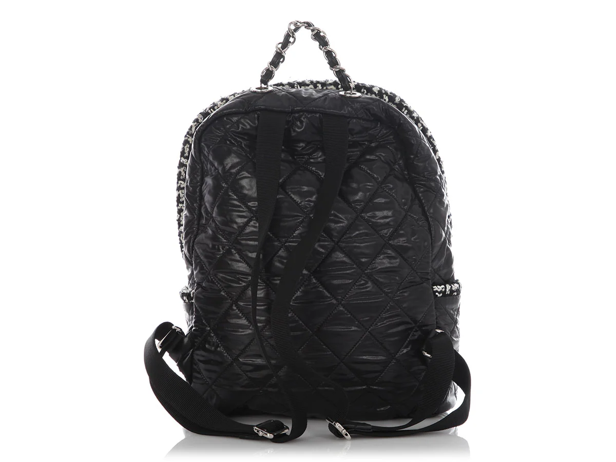 Chanel Large Black Nylon and Tweed Backpack - Image 5
