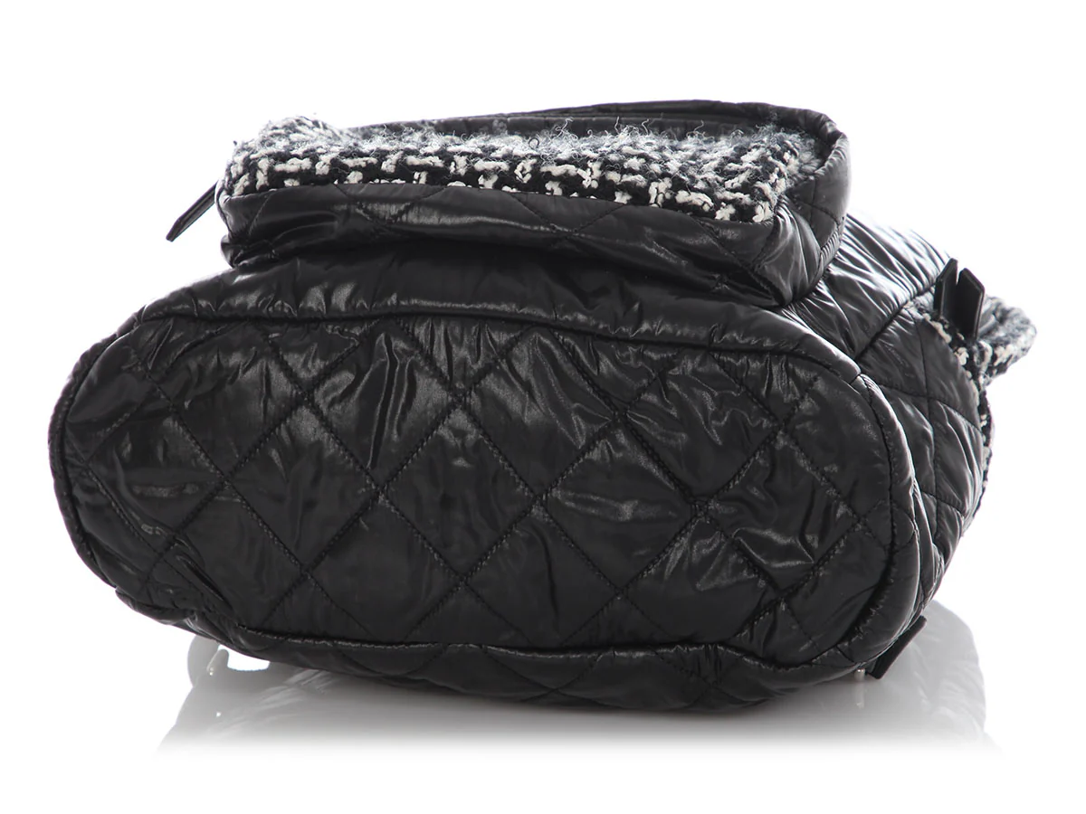 Chanel Large Black Nylon and Tweed Backpack - Image 7