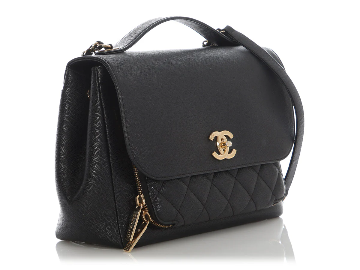 Chanel Large Black Part-Quilted Caviar Business Affinity Flap - Image 6