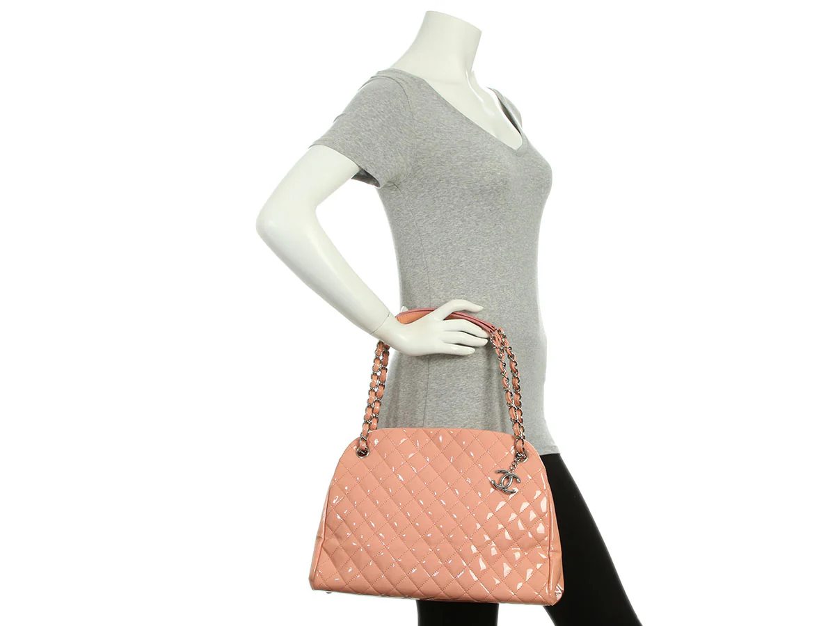 Chanel Large Pink Quilted Patent Mademoiselle Bowling Bag - Image 10
