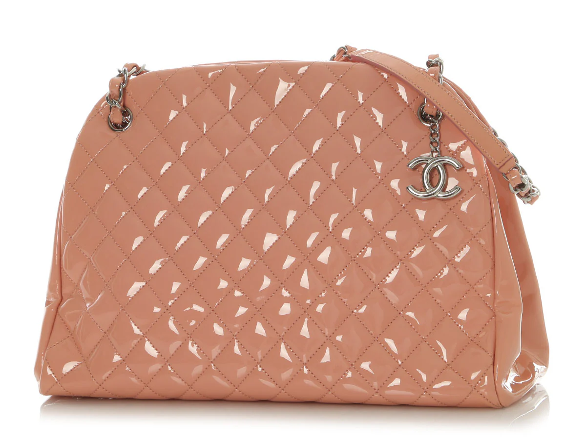 Chanel Large Pink Quilted Patent Mademoiselle Bowling Bag - Image 3