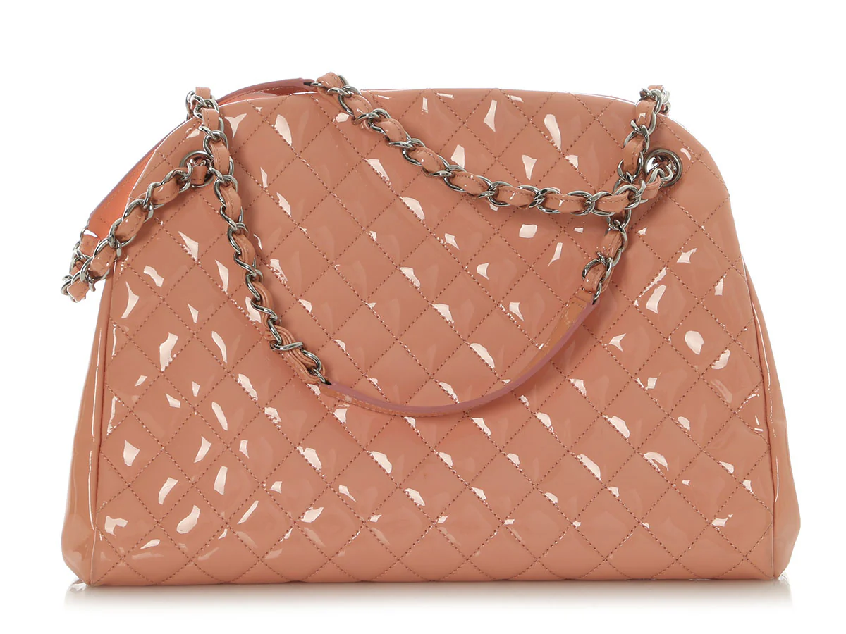 Chanel Large Pink Quilted Patent Mademoiselle Bowling Bag - Image 5