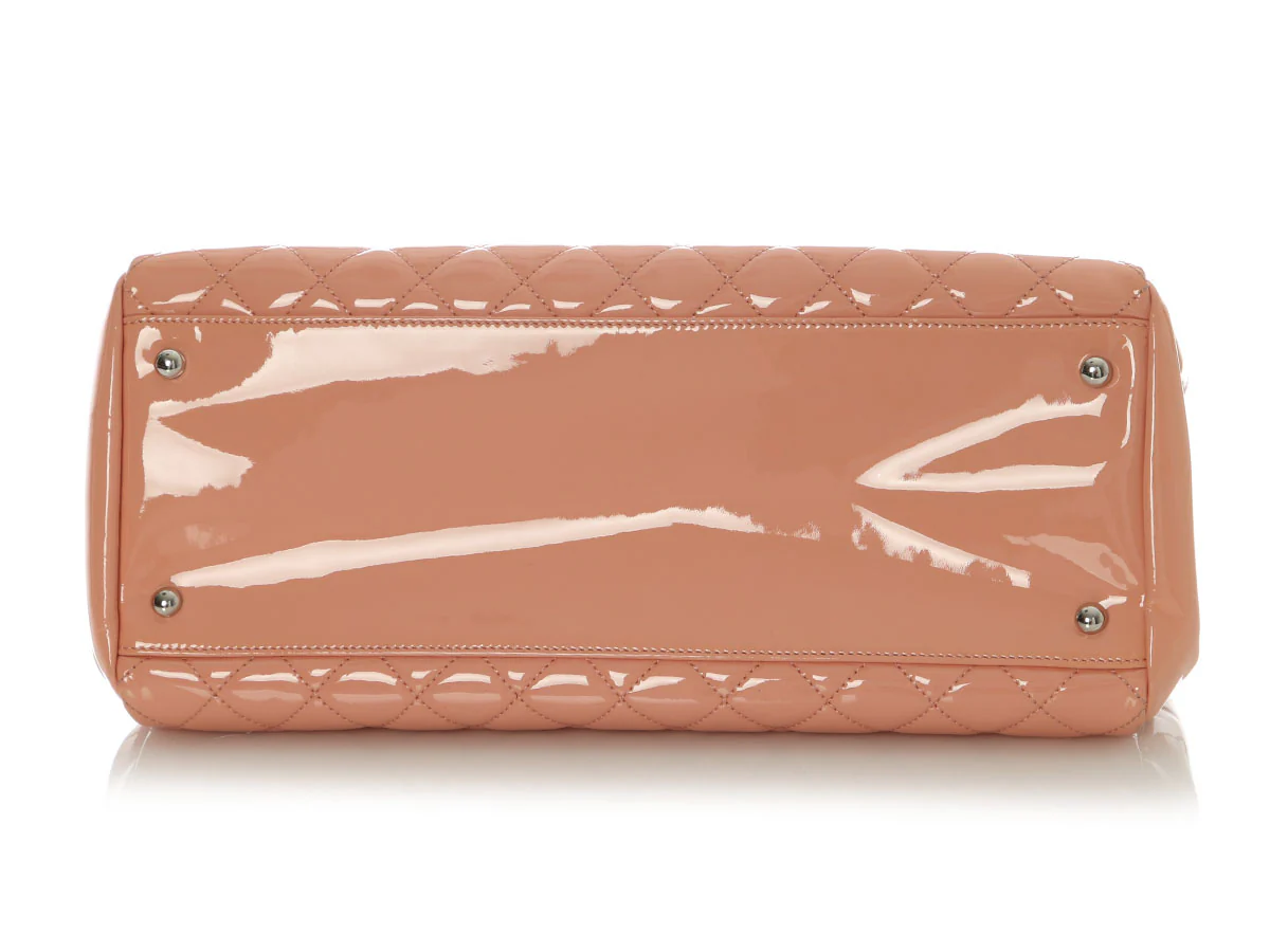 Chanel Large Pink Quilted Patent Mademoiselle Bowling Bag - Image 7
