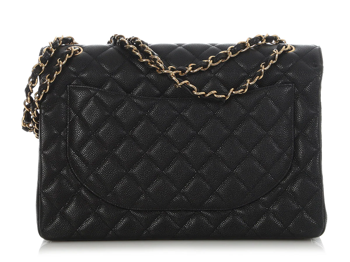 Chanel Maxi Black Quilted Caviar Classic Single Flap - Image 5