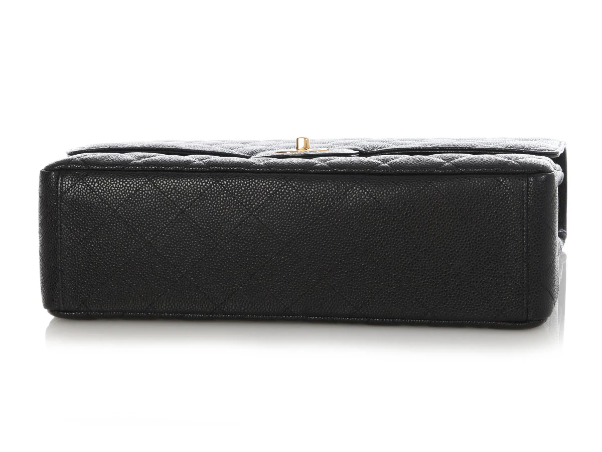 Chanel Maxi Black Quilted Caviar Classic Single Flap - Image 7
