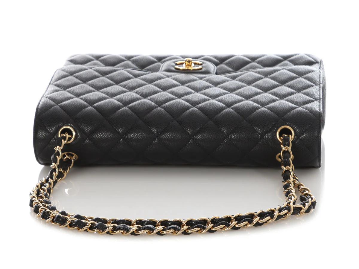 Chanel Maxi Black Quilted Caviar Classic Single Flap - Image 8