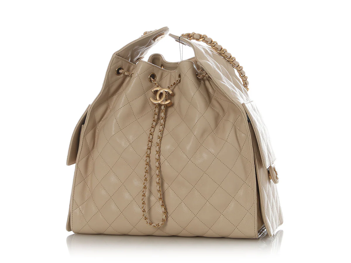 Chanel Medium Beige Caviar 25 Bag - Image 3