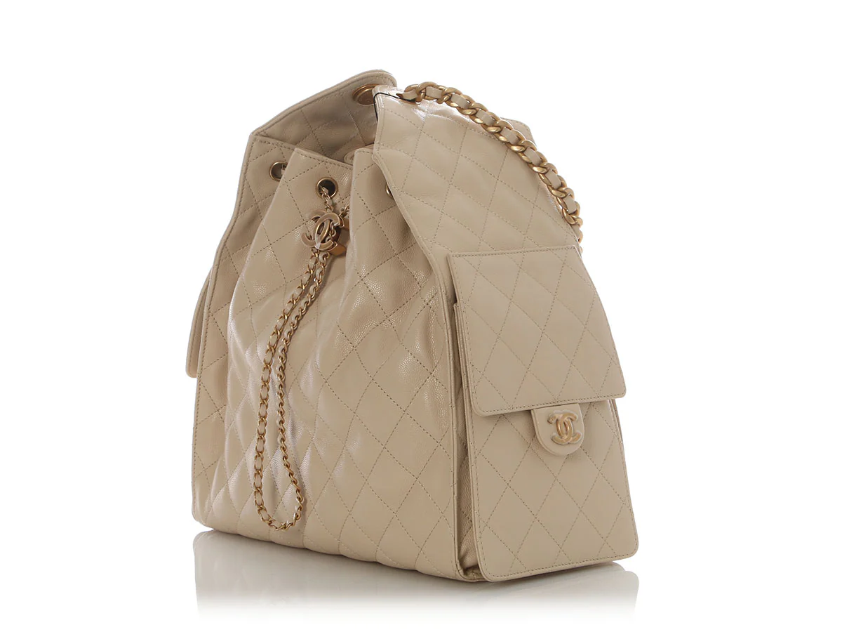 Chanel Medium Beige Caviar 25 Bag - Image 4