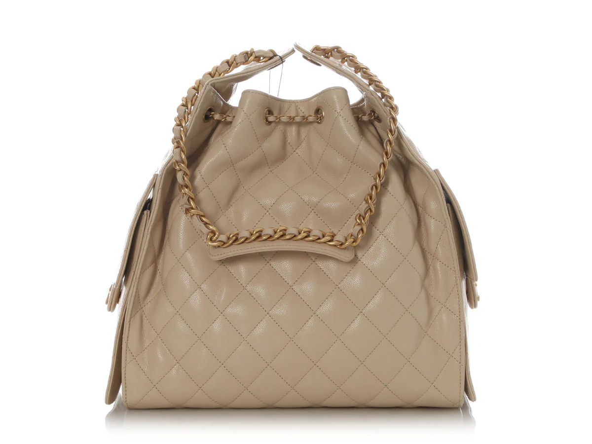 Chanel Medium Beige Caviar 25 Bag - Image 5