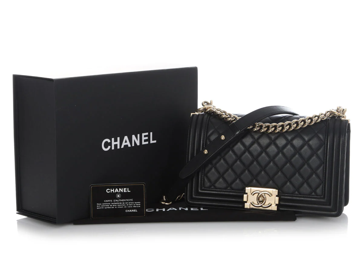 Chanel Medium Black Quilted Lambskin Boy Bag - Image 2