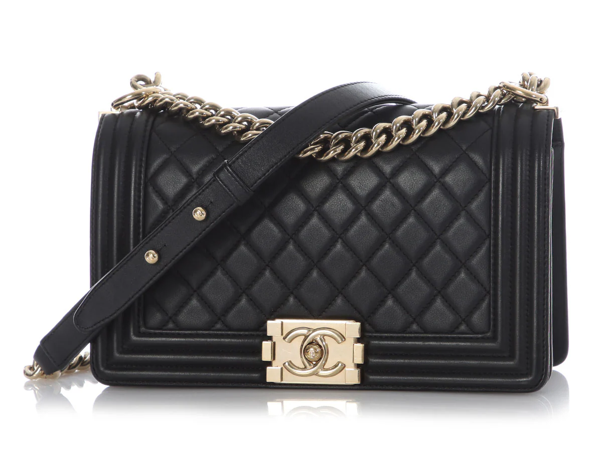 Chanel Medium Black Quilted Lambskin Boy Bag - Image 3