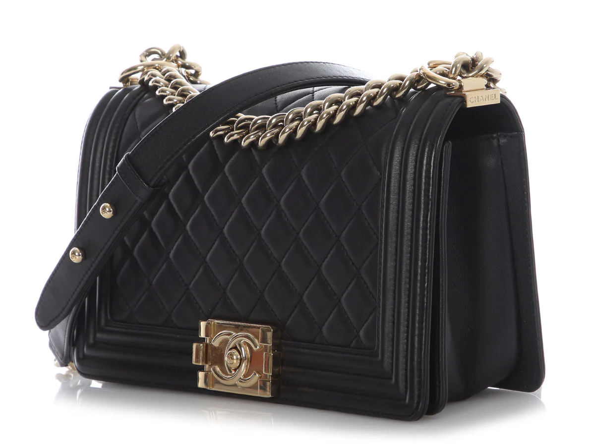 Chanel Medium Black Quilted Lambskin Boy Bag - Image 4