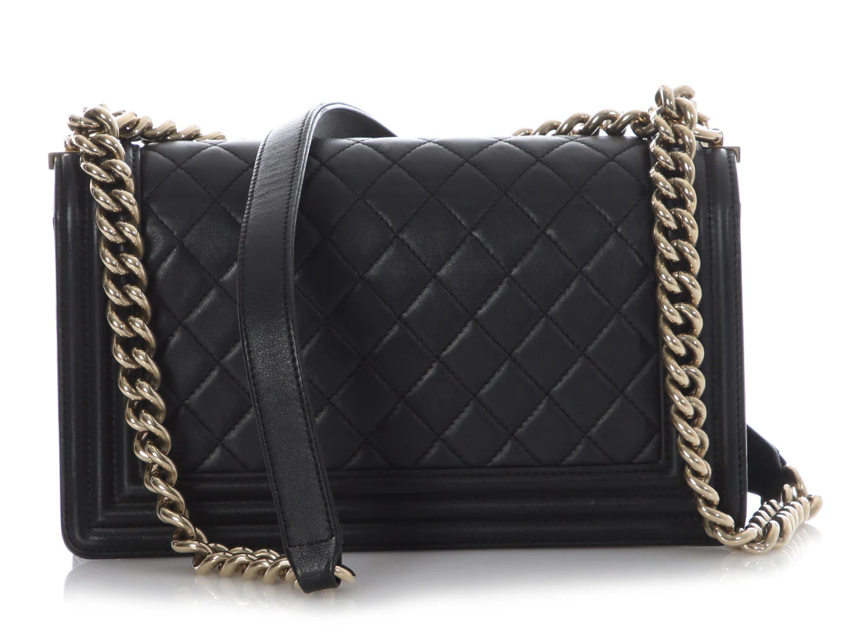 Chanel Medium Black Quilted Lambskin Boy Bag - Image 5