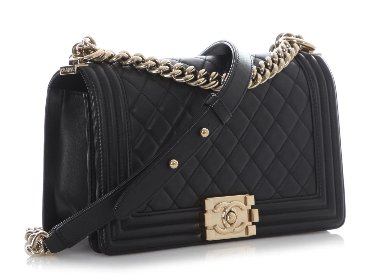 Chanel Medium Black Quilted Lambskin Boy Bag - Image 6