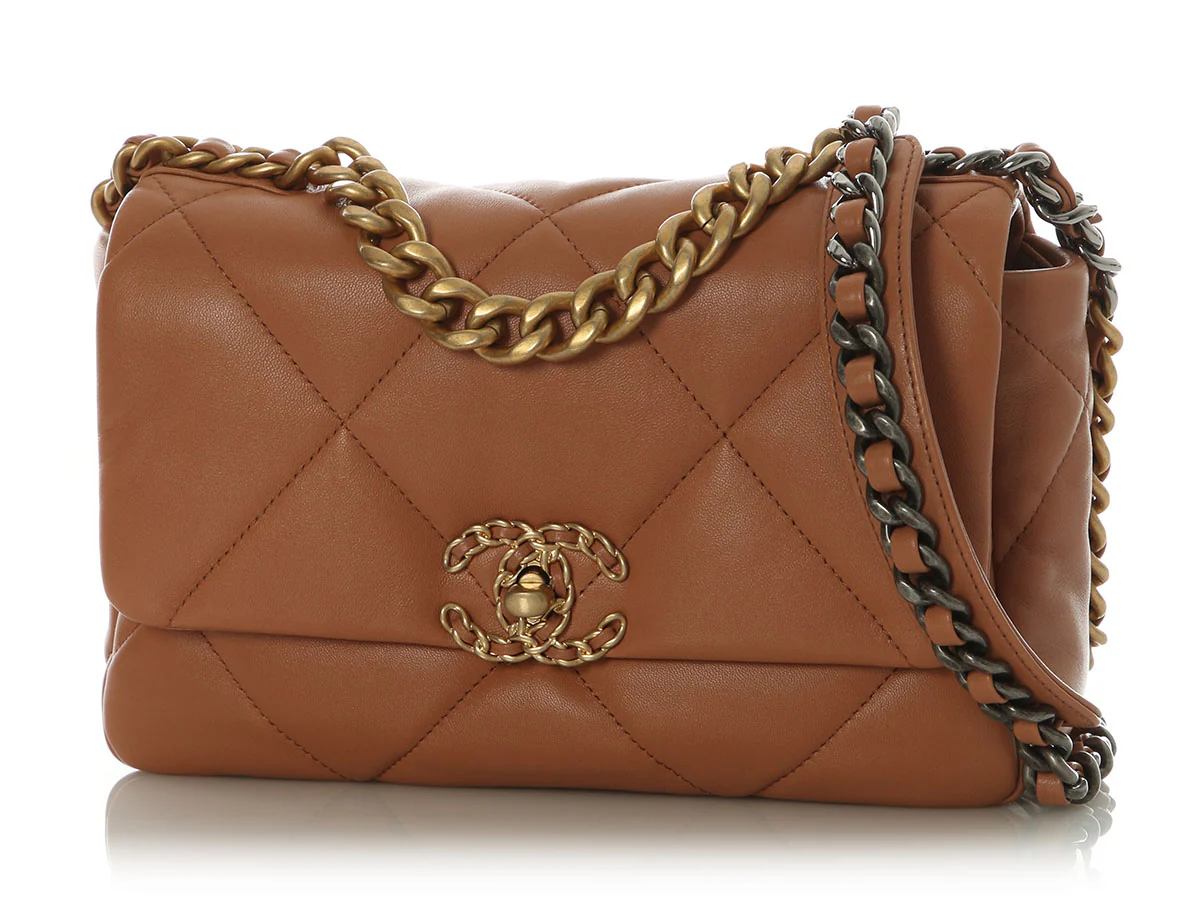 Chanel Medium Brown Quilted Lambskin 19 Flap - Image 3