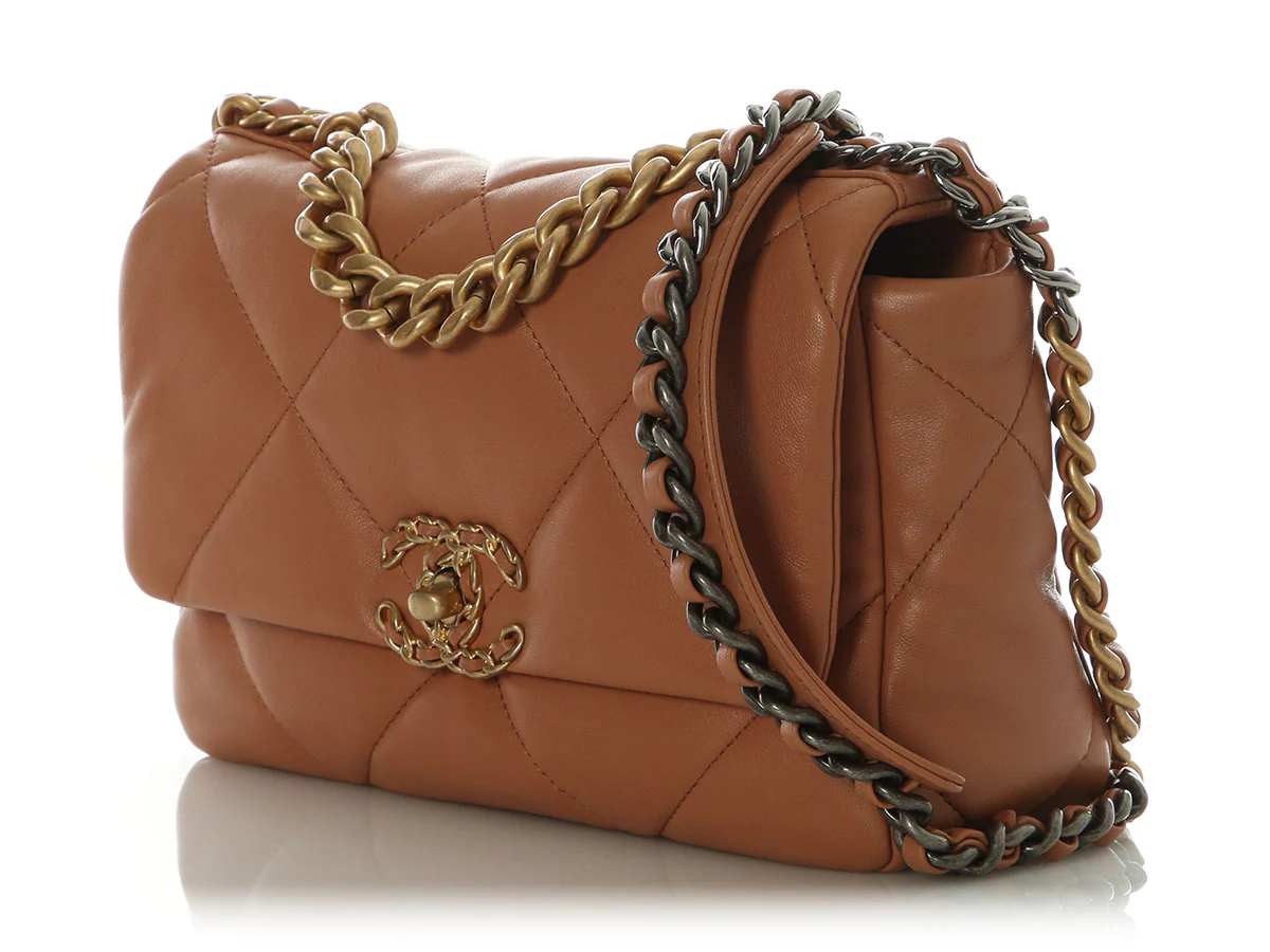 Chanel Medium Brown Quilted Lambskin 19 Flap - Image 4