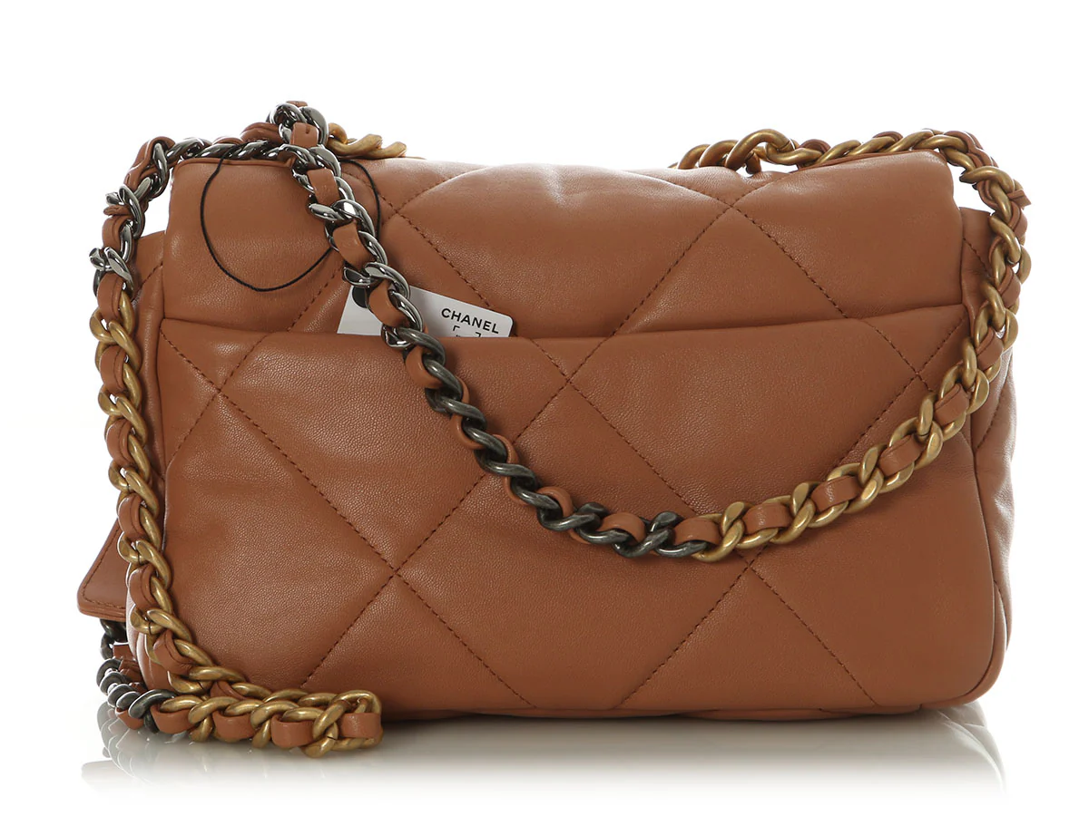 Chanel Medium Brown Quilted Lambskin 19 Flap - Image 5