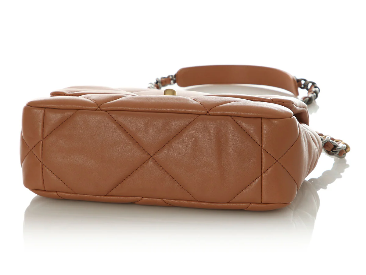 Chanel Medium Brown Quilted Lambskin 19 Flap - Image 7