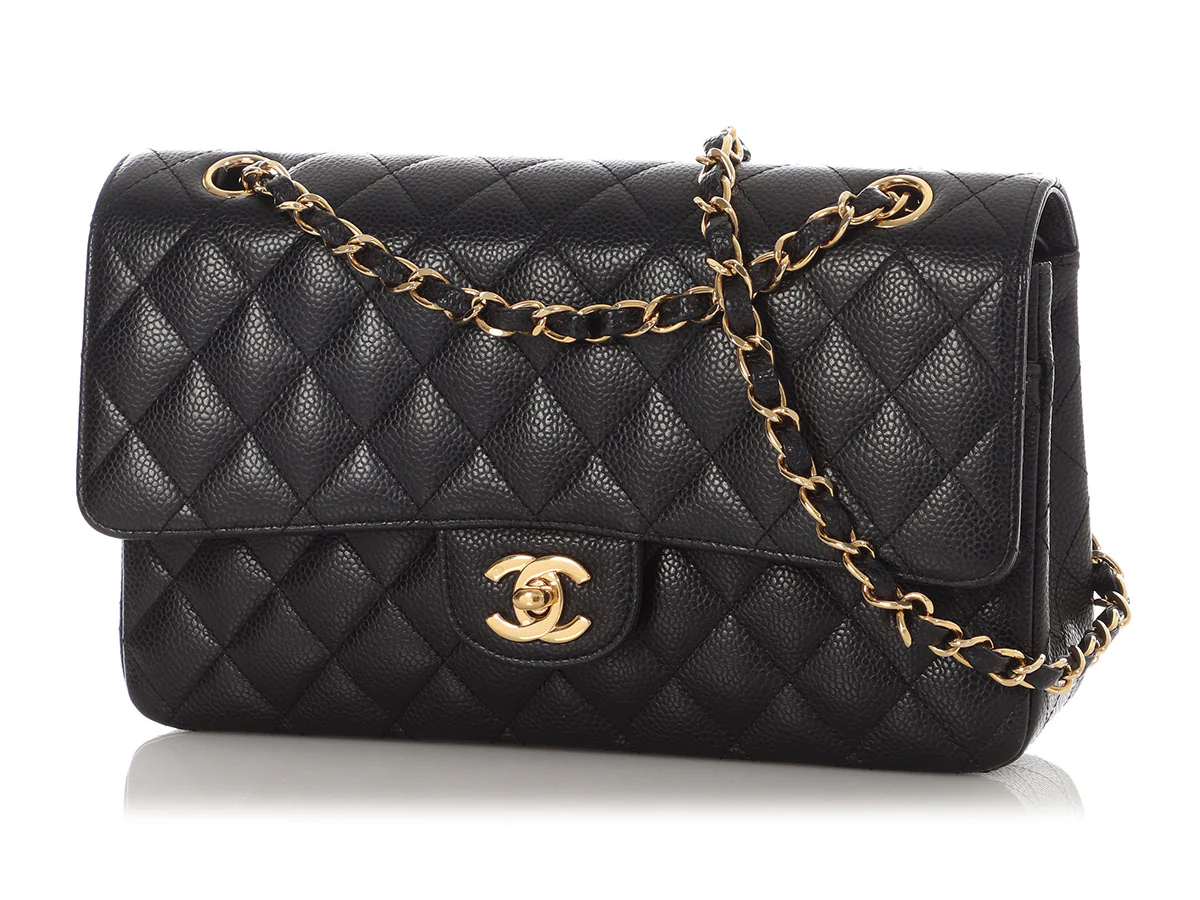 Chanel Medium/Large Black Quilted Caviar Classic Double Flap - Image 3