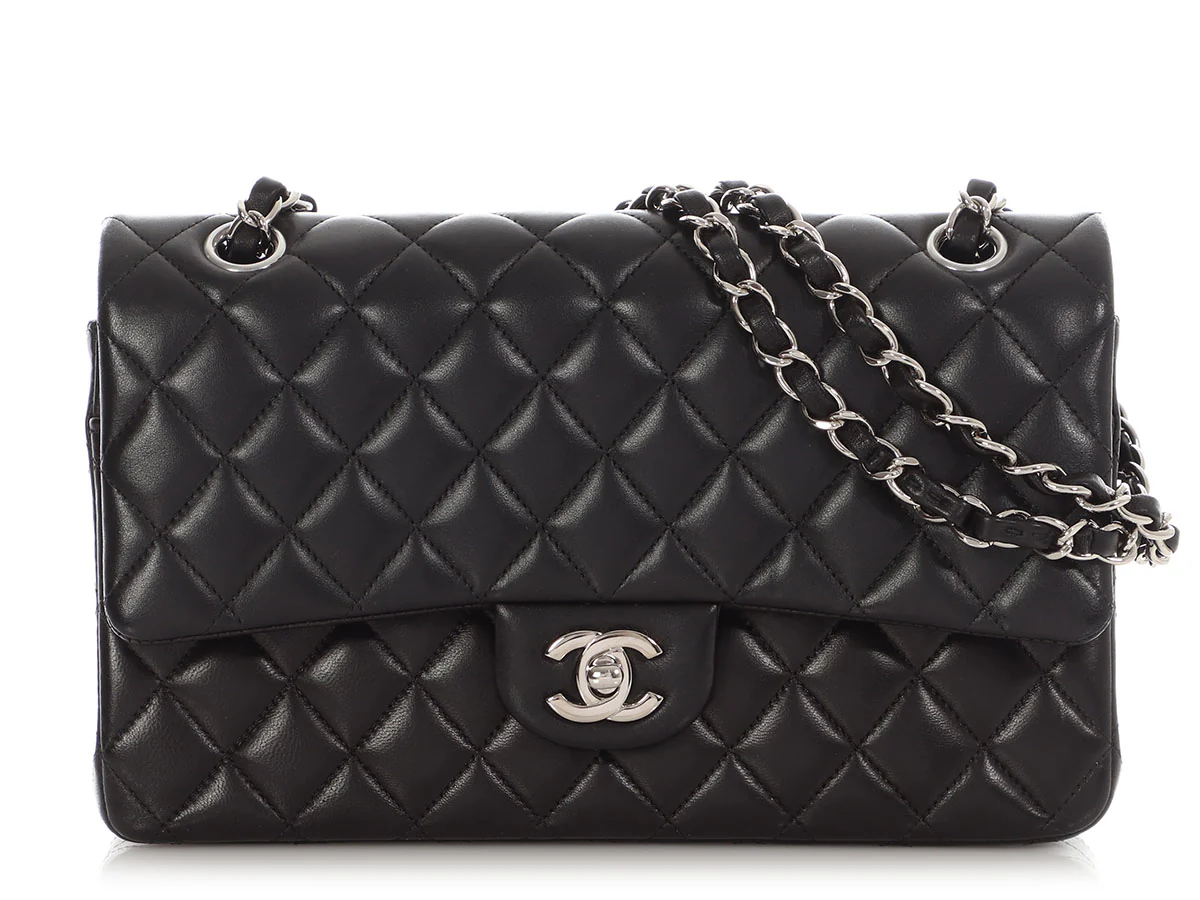Chanel Medium/Large Black Quilted Lambskin Classic Double Flap - Image 2