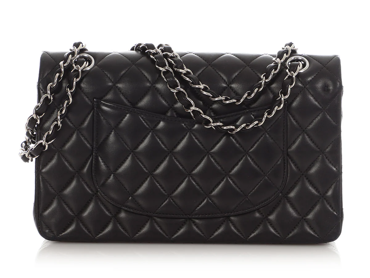 Chanel Medium/Large Black Quilted Lambskin Classic Double Flap - Image 6