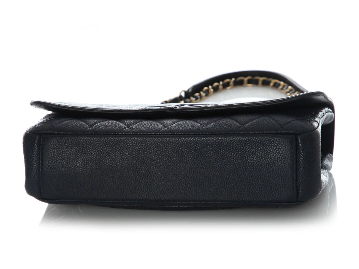 Chanel Medium Navy and Black Quilted Caviar CC Filigree Flap - Image 6