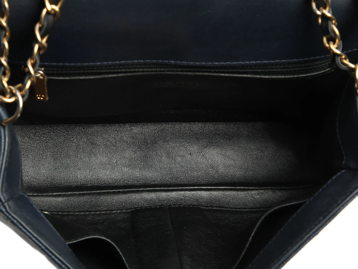 Chanel Medium Navy and Black Quilted Caviar CC Filigree Flap - Image 8