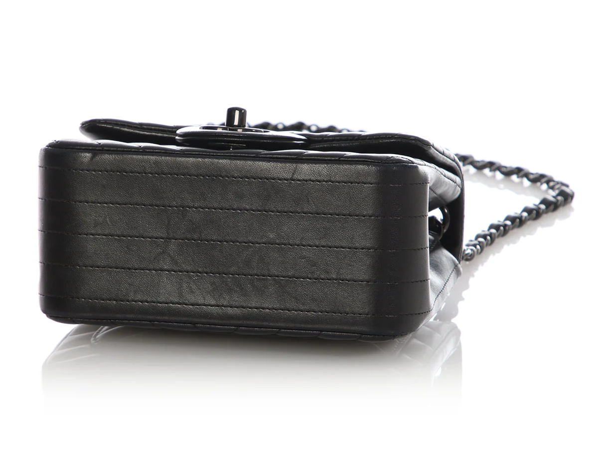 Chanel Mini So Black Chevron-Quilted Lambskin Rectangular Classic - Image 8
