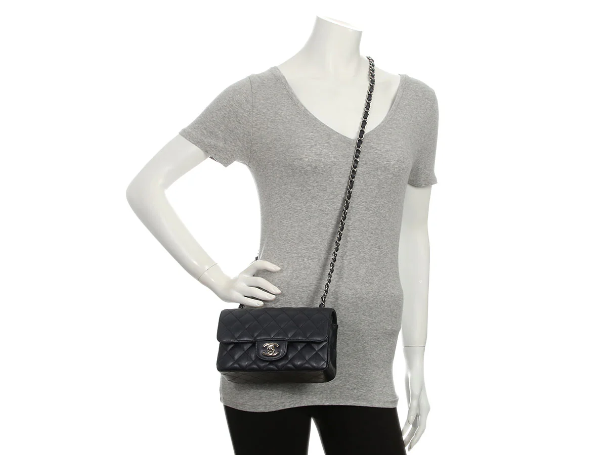 Chanel Mini Black Quilted Calfskin Rectangular Classic - Image 11
