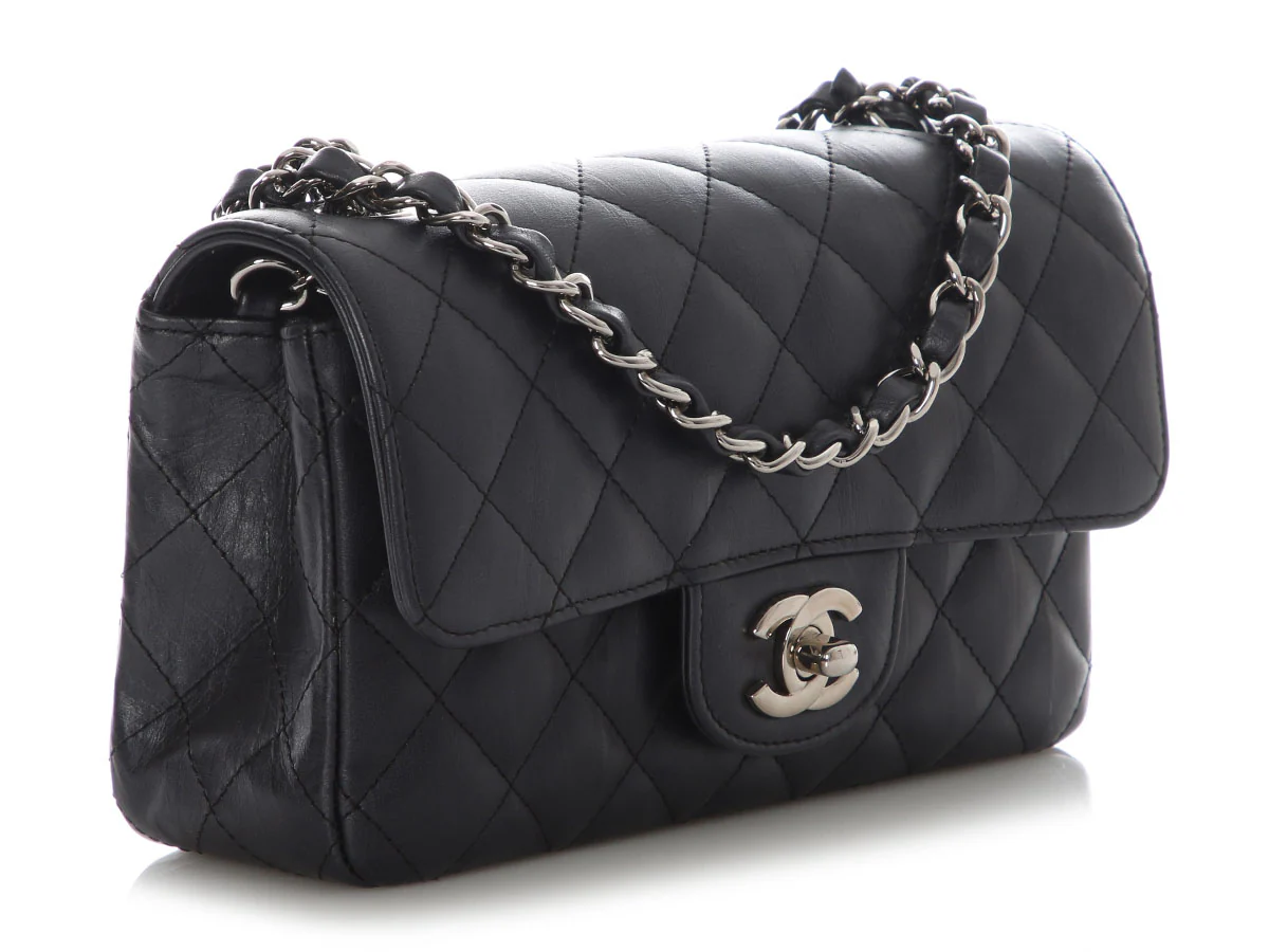 Chanel Mini Black Quilted Calfskin Rectangular Classic - Image 6