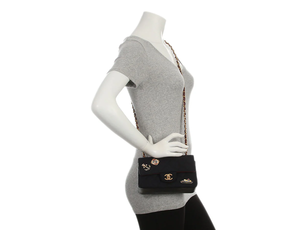 Chanel Mini Dark Navy Quilted Felt Paris-Hamburg Charms Rectangular Flap - Image 10