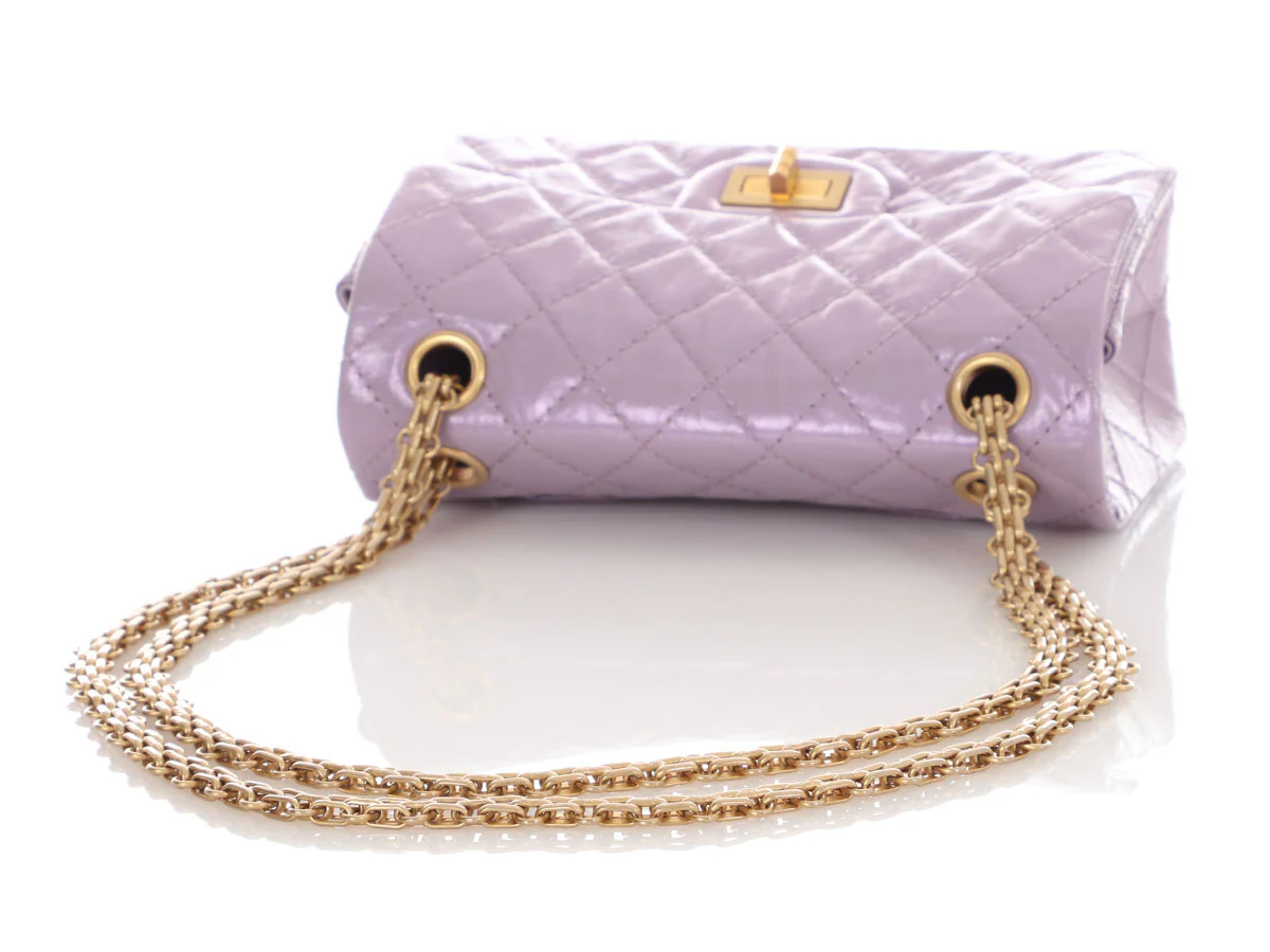 Chanel Mini Glittered Lilac Quilted Aged Calfskin Reissue - Image 9