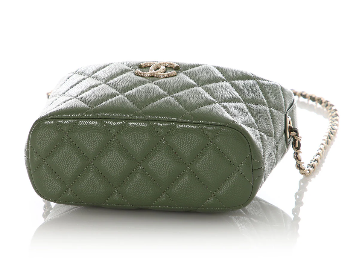 Chanel Mini Green Quilted Caviar Top Handle Bag with Chain - Image 7