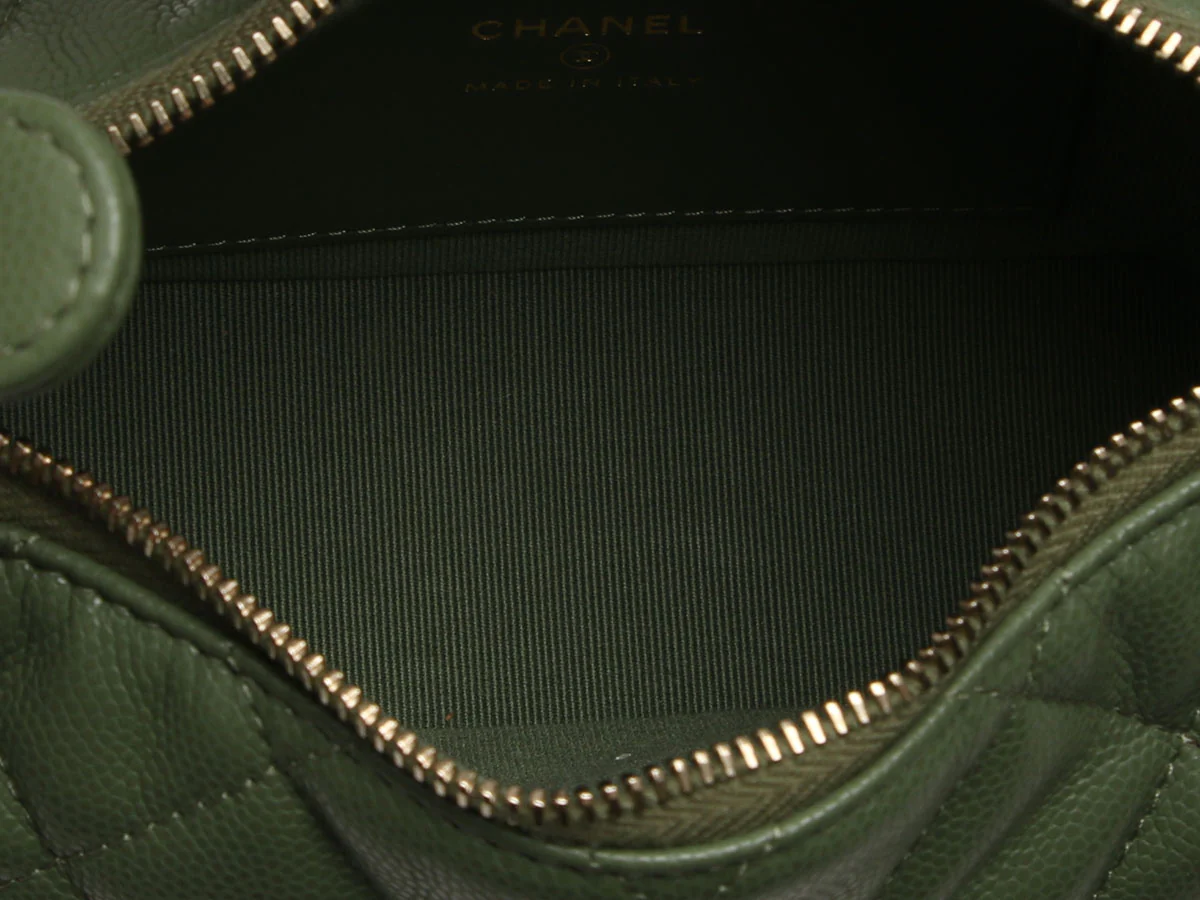 Chanel Mini Green Quilted Caviar Top Handle Bag with Chain - Image 9
